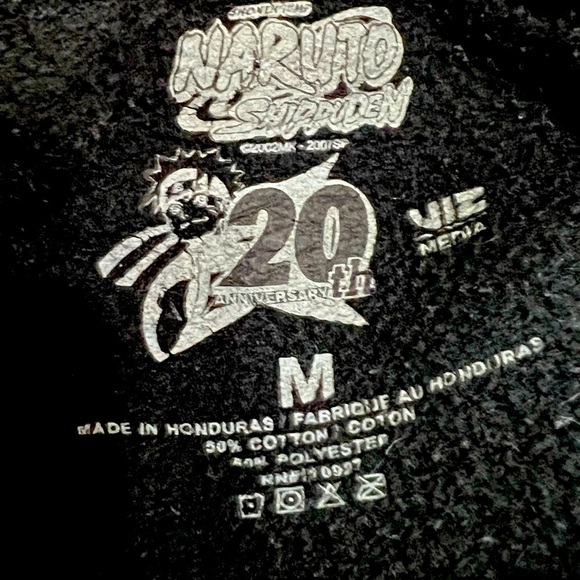 Naruto Shippuden Pullover Men’s Hoodie Black with Anime Graphics Size M - Picture 7 of 7